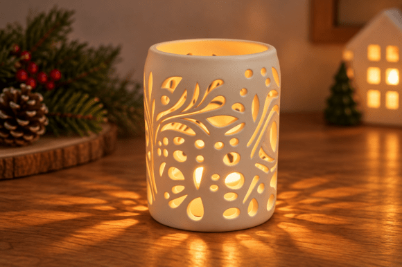 3D STL Leaf Pattern Home Decor – Printable Lantern & Decor STL Files - Image 3
