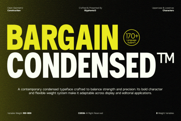 Bargain Condensed Sans Serif Font By Glyphonic