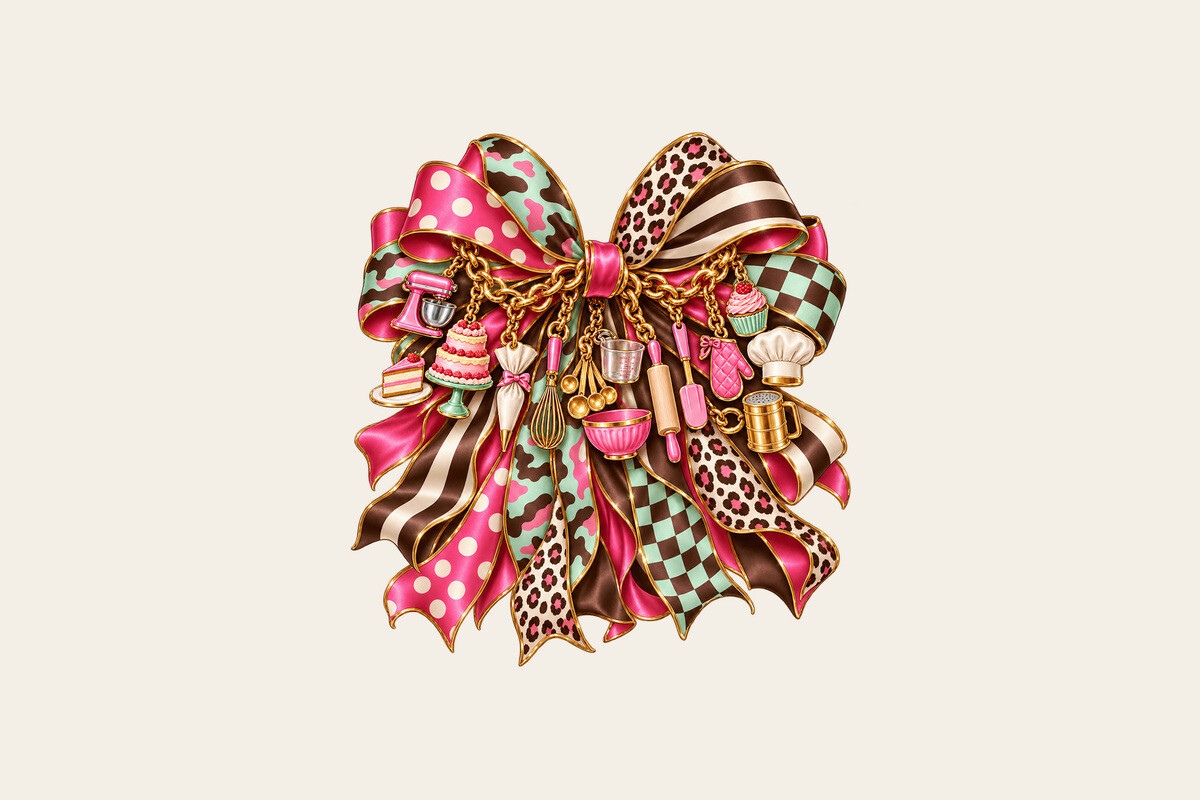Cake Baker Bow Charm PNG