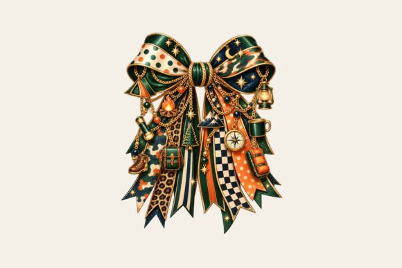 Camping Lover Bow Charm PNG