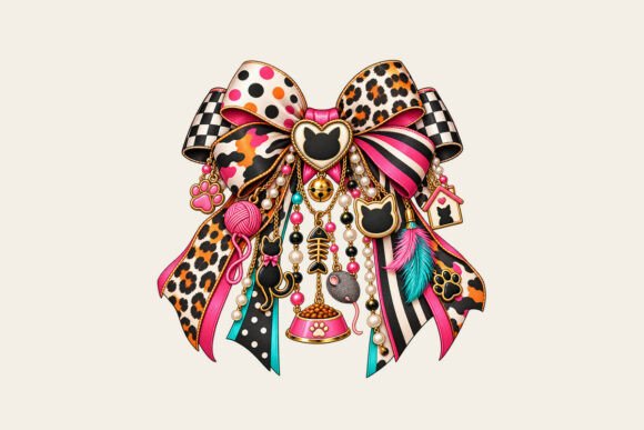 Cat Lover Bow Charm PNG