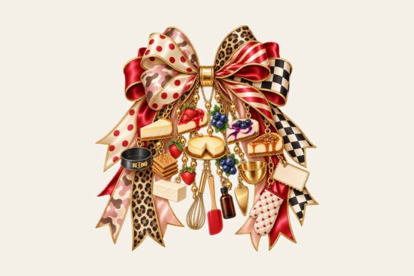 Cheesecake Lover Bow Charm PNG