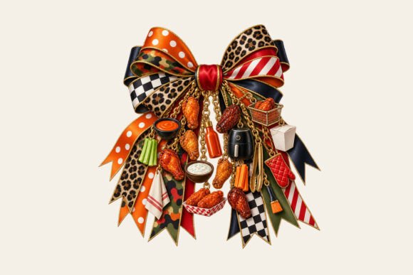 Chicken Wing Bow Charm PNG