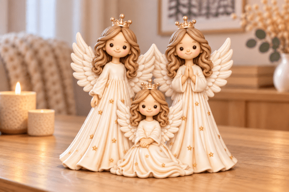 Christmas Angel Trio 3D Print STL Bundle – Elegant Holiday Figurines - Image 2