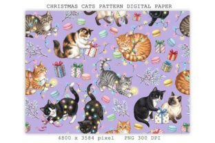 Product Design Digital Graphics Christmas Cats Pattern Digital Paper PNG Graphic by Lazy Sun · Creative ...