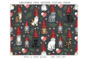 Product Design Digital Graphics Christmas Cats Pattern Digital Paper PNG Graphic by Lazy Sun · Creative ...