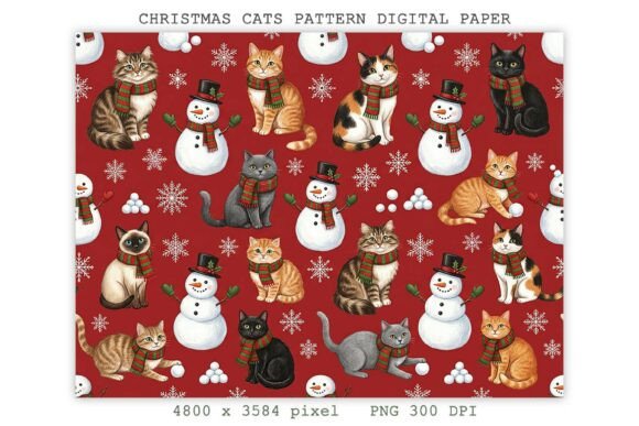 Product Design Digital Graphics Christmas Cats Pattern Digital Paper PNG Graphic by Lazy Sun · Creative ...