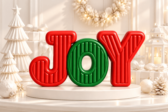 Christmas JOY Sign STL – 3D Printable Holiday Decor with Ribbed Letters - Image 2