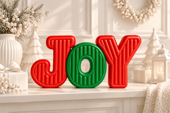 Christmas JOY Sign STL – 3D Printable Holiday Decor with Ribbed Letters - Image 3