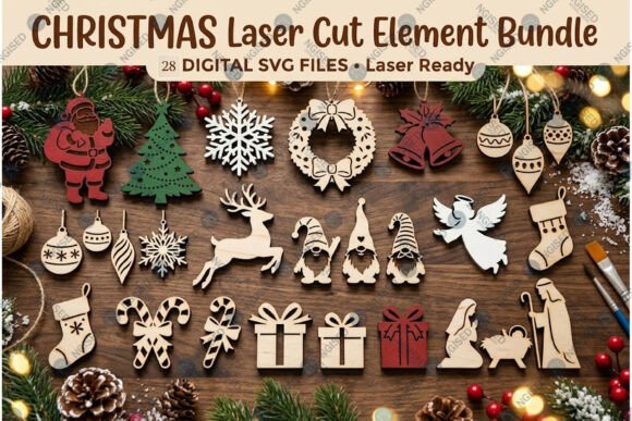Christmas Laser Cut Element SVG Bundle laser cut file