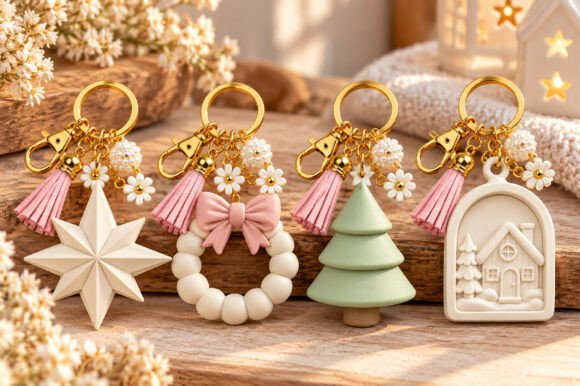 Christmas Ornament Keyring STL – Festive Holiday Keychain Set for 3D Printing - Image 1