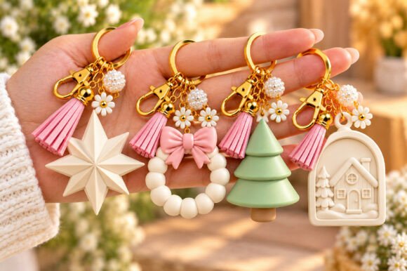 Christmas Ornament Keyring STL – Festive Holiday Keychain Set for 3D Printing - Image 2