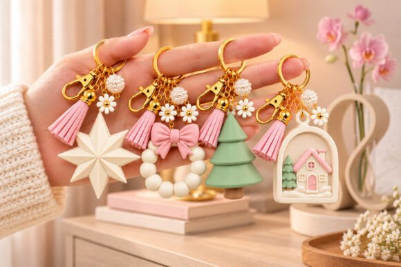 Christmas Ornament Keyring STL – Festive Holiday Keychain Set for 3D Printing - Image 3