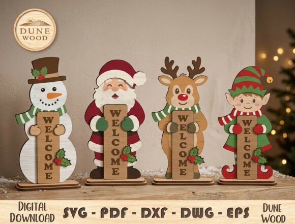 🎄 Christmas Welcome Character SVG Laser Cutting By DUNE WOOD