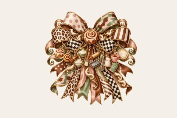 Cinnamon Roll Bow Charm PNG