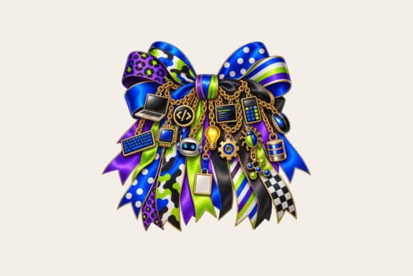 Coding Teacher Bow Charm PNG
