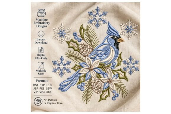 Contour Blue Jay Christmas Winter Bird F