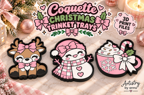 Coquette Christmas Trinket Trays 3MF – 3 Designs for FDM 3D Printing - Image 5
