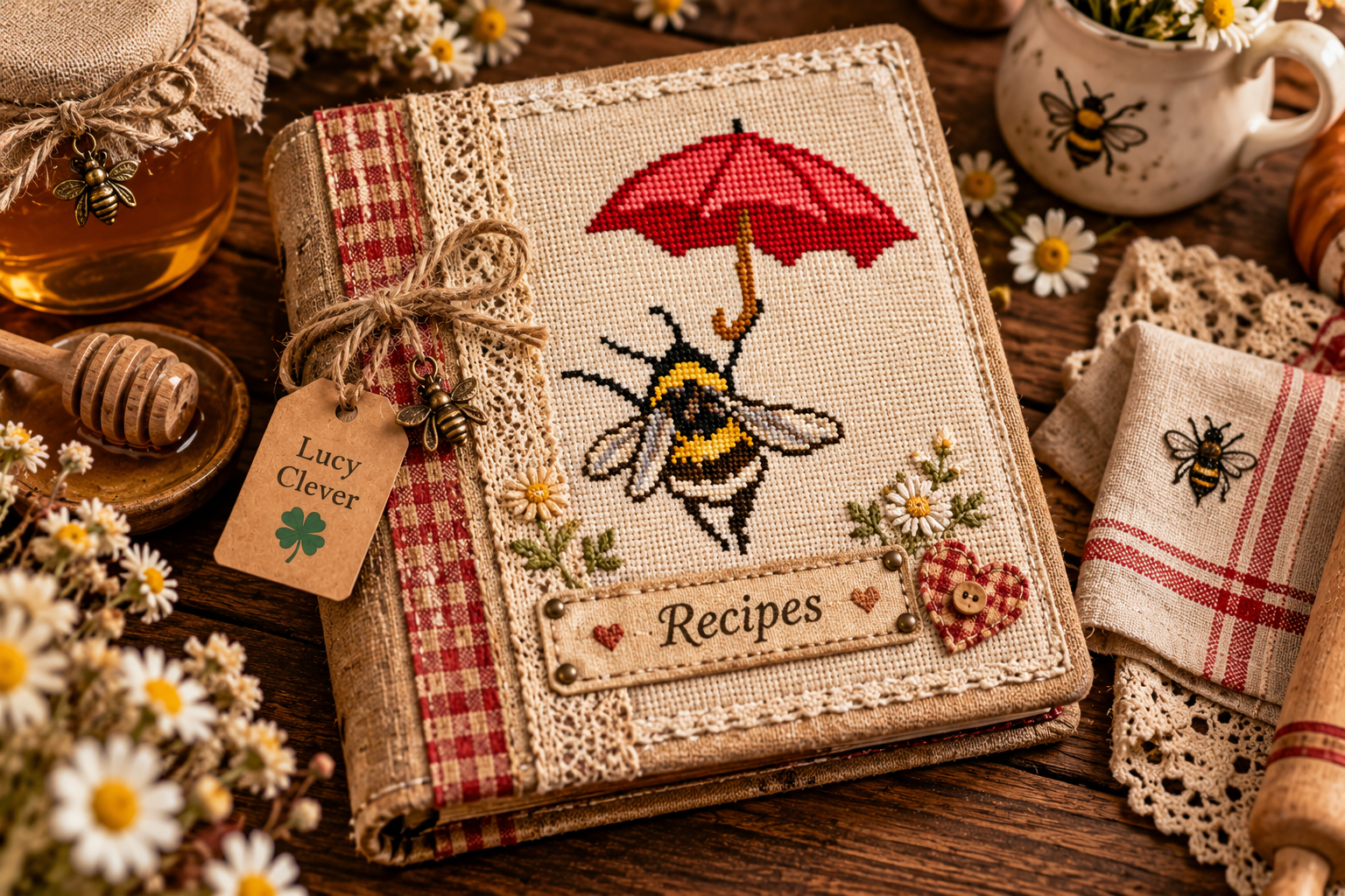 Cross Stitch Pattern PDF Bee & Umbrella