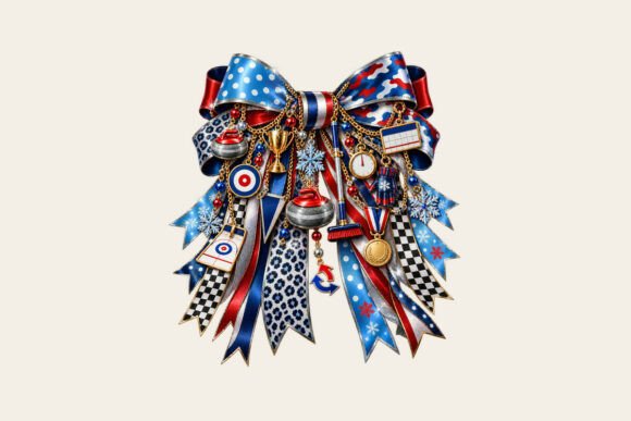 Curling Sport Lover Bow Charm PNG