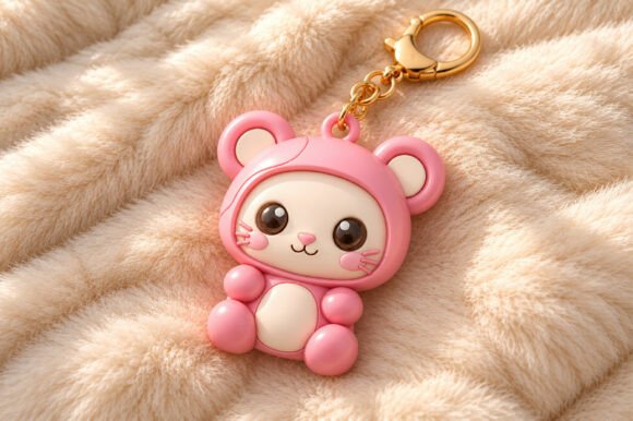 Cute Cat Bear Keychain 3D STL – Kawaii Chibi Animal Print File - Image 2