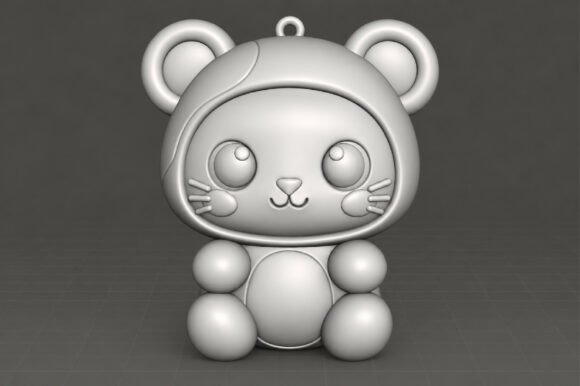 Cute Cat Bear Keychain 3D STL – Kawaii Chibi Animal Print File - Image 4