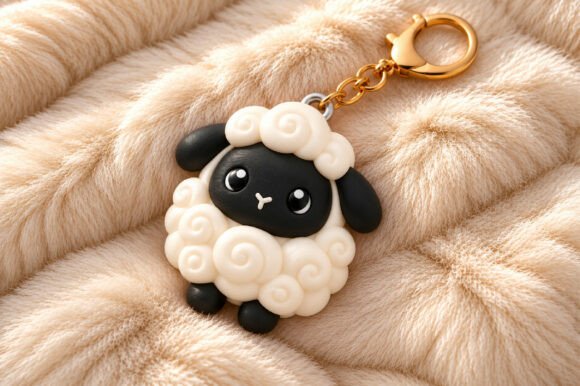 Cute Chibi Sheep Keychain 3D STL – Kawaii 3D Printable Model - Image 1