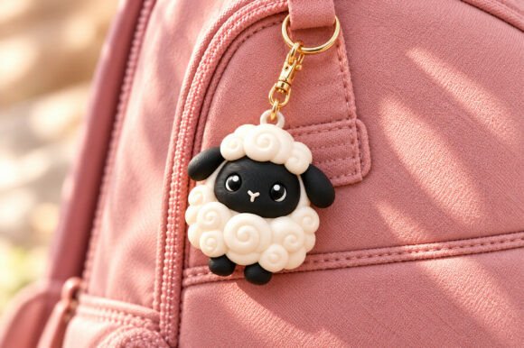 Cute Chibi Sheep Keychain 3D STL – Kawaii 3D Printable Model - Image 2