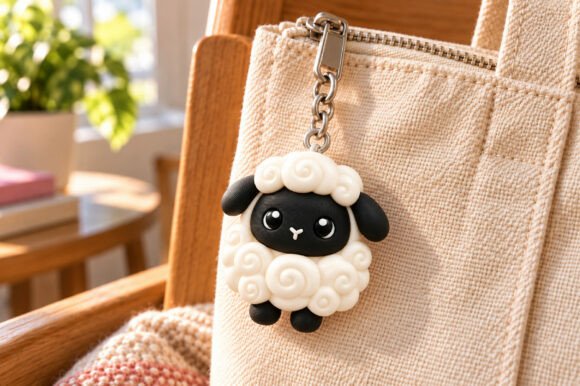 Cute Chibi Sheep Keychain 3D STL – Kawaii 3D Printable Model - Image 3