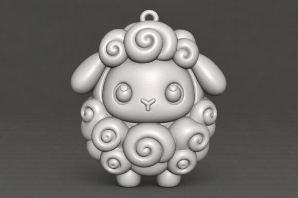Cute Chibi Sheep Keychain 3D STL – Kawaii 3D Printable Model - Image 4