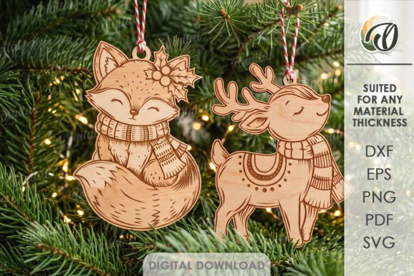 Cute Christmas Ornaments Laser Cut laser cut file