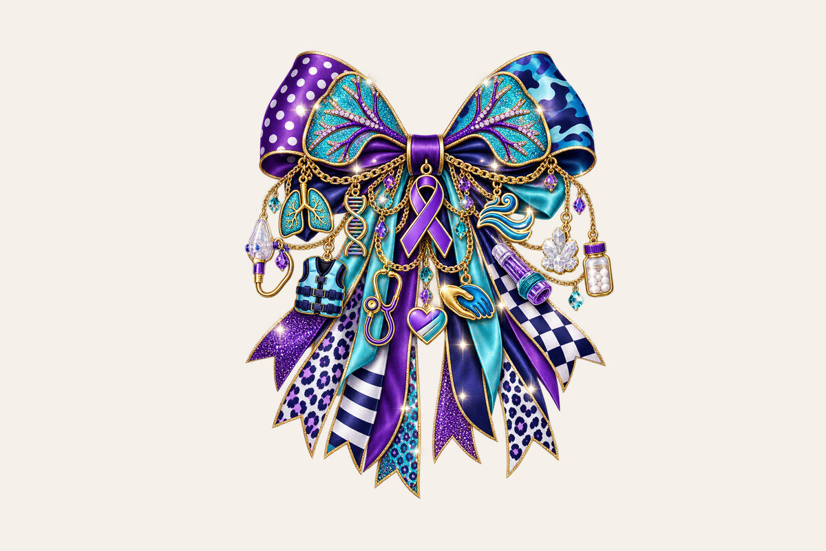 Cystic Fibrosis Bow Charm PNG