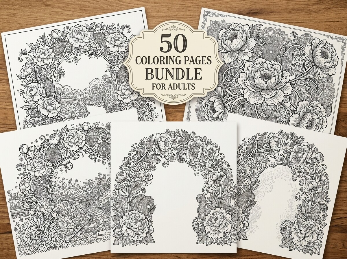 Decorative Peony Arch Garden Coloring