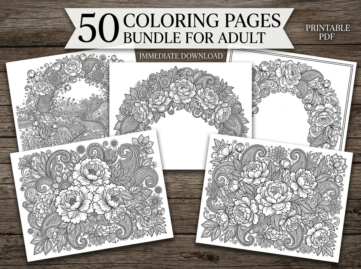 Decorative Peony Arch Garden Coloring