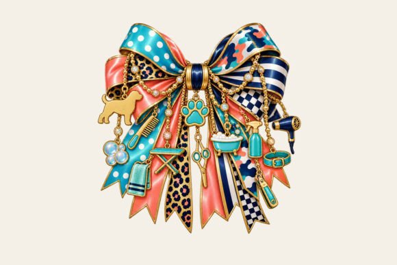 Dog Groomer Bow Charm PNG