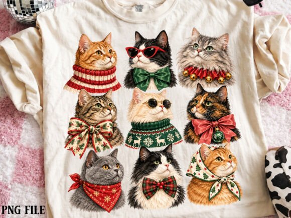 Festive Holiday Christmas Cats Png Graphics