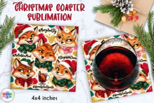 Funny Christmas Fox Coaster Graphic by Designs by Ira · Creative Fabrica