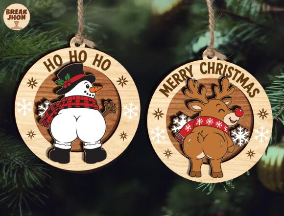Funny Christmas Ornament SVG Bundle (Design 3) laser cut file