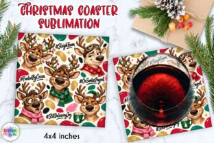 Funny Christmas Reindeer Coaster Graphic by Designs by Ira · Creative ...