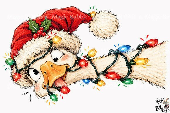 Funny Goose Christmas Lights Santa PNG Graphic Illustrations By Magic Rabbit