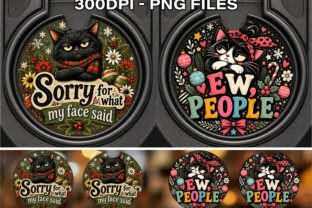 Funny Grumpy Black Cat Car Coaster PNG Graphic by Meow CREATIONS ...