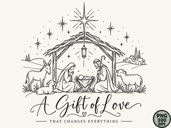 Gift of Love Nativity Christmas PNG