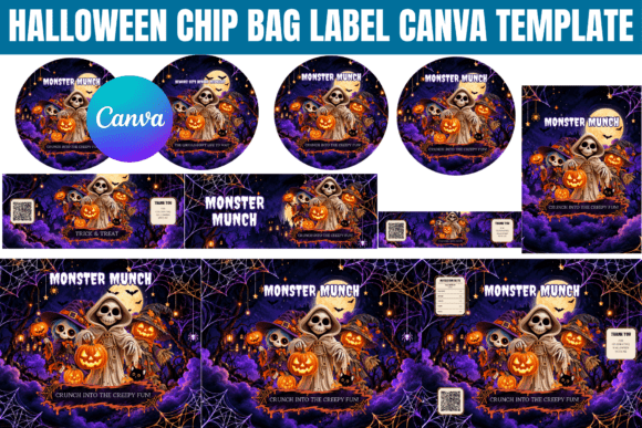 Halloween Chip Bag Label Canva Template