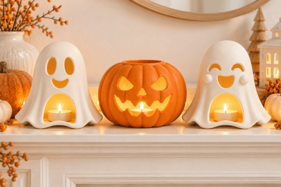 Halloween Ghost Pumpkin Candle Holder STL Set – 3D Printing Files - Image 4