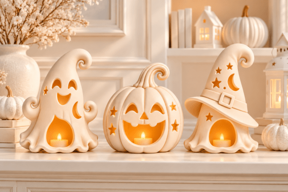 Halloween Lantern Tealight Holder STL Set – 3 Spooky 3D Print Designs - Image 1