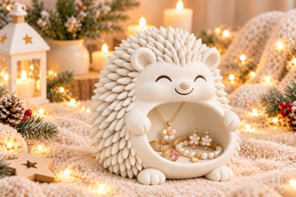 Hedgehog Jewelry Holder STL - Cute 3D Printable Ring & Jewelry Organizer - Image 1