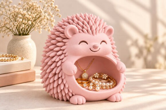 Hedgehog Jewelry Holder STL - Cute 3D Printable Ring & Jewelry Organizer - Image 2