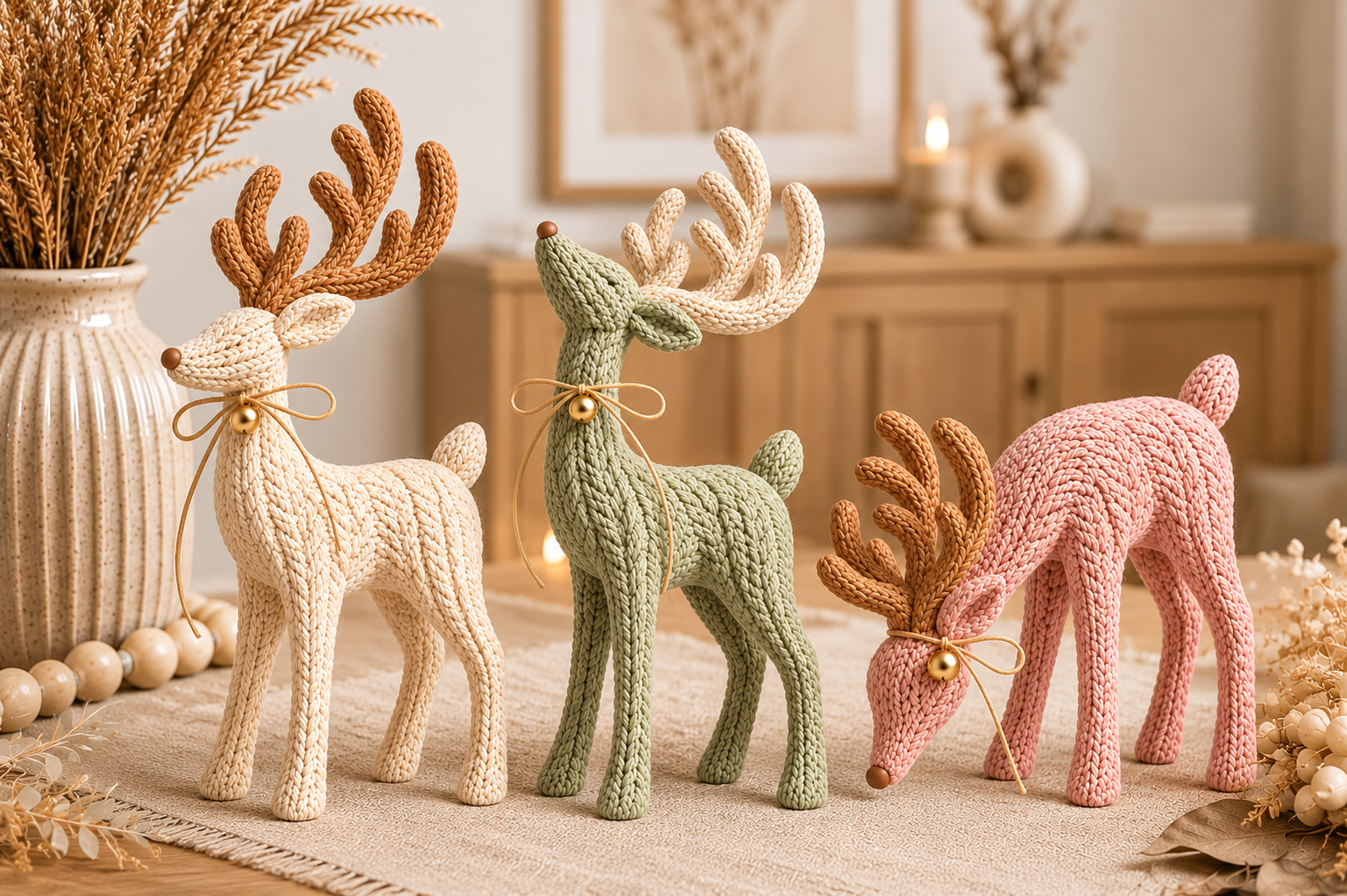 Knitted Christmas Reindeer Trio STL – 3 Scandinavian 3D Print Files - Image 4