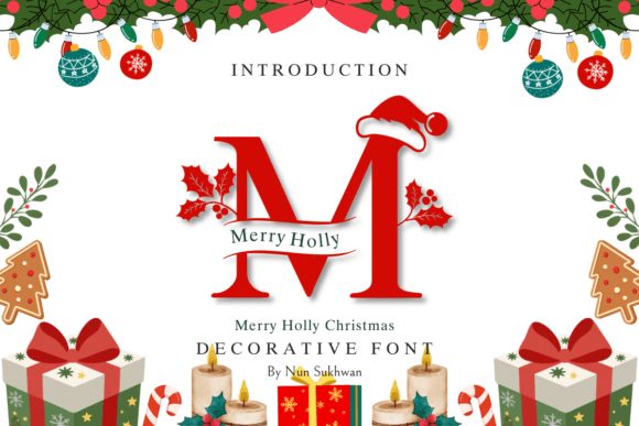 Merry Holly Christmas Dekorative Schriftarten Schriftart Von Nun Sukhwan