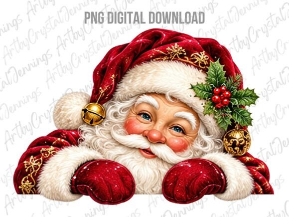 Peeking Santa Claus Christmas PNG
